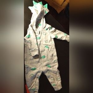 2 Carter's dinosaur jumper onesie with hood